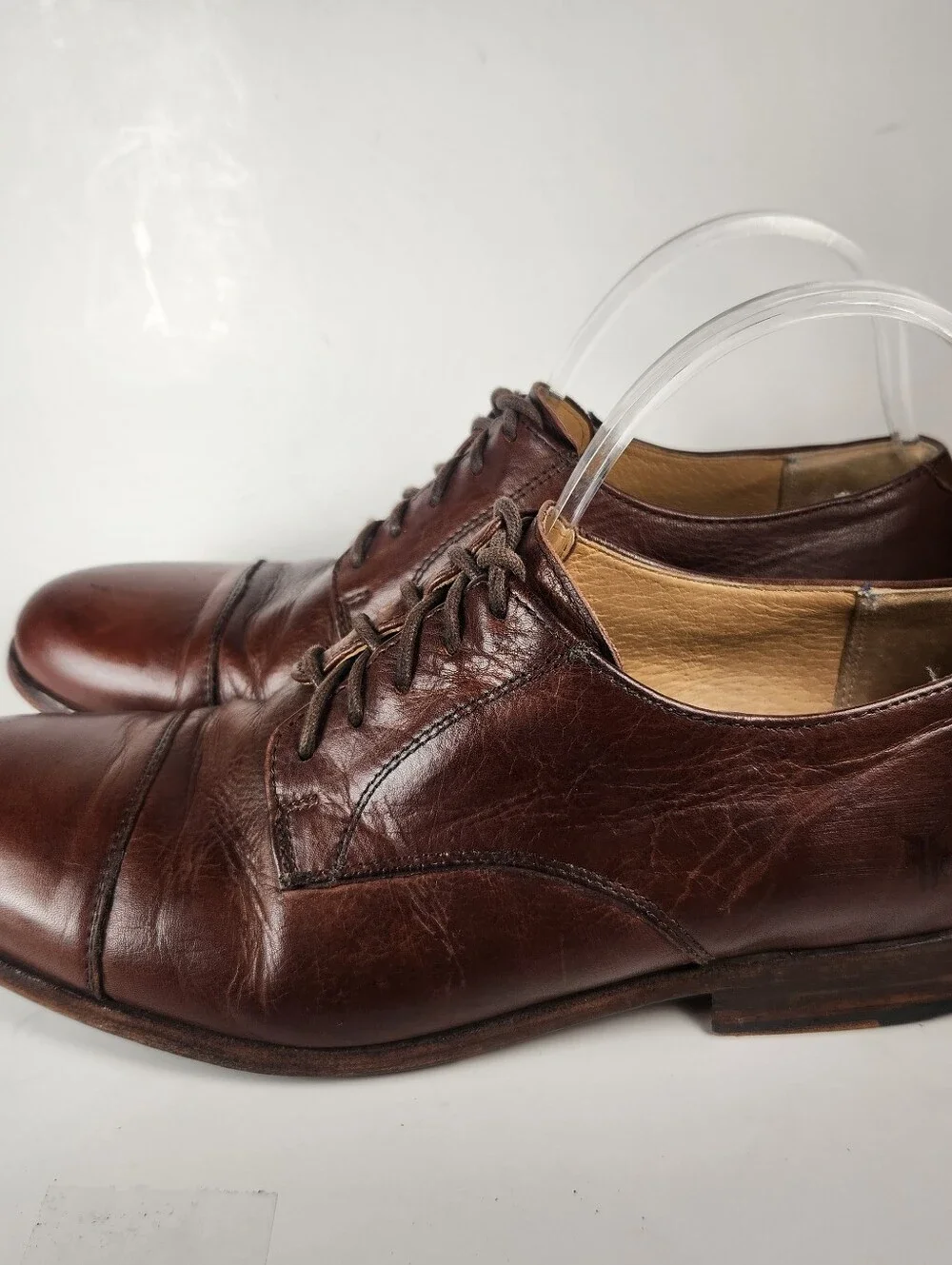 FRYE Men’s Oliver Oxford Dress Shoe Size 9.5 Brown Leather Cap Toe Lace Up